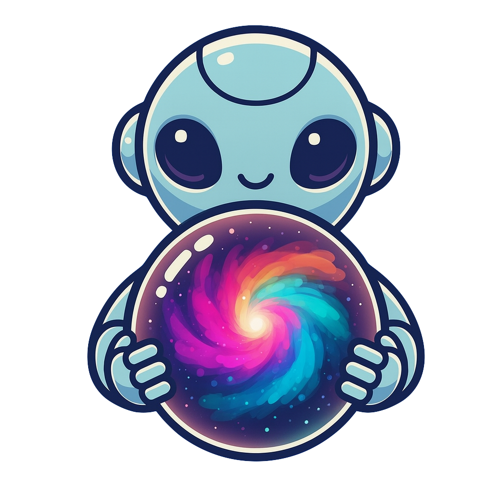 ExperiAI Robot holding a cosmic orb